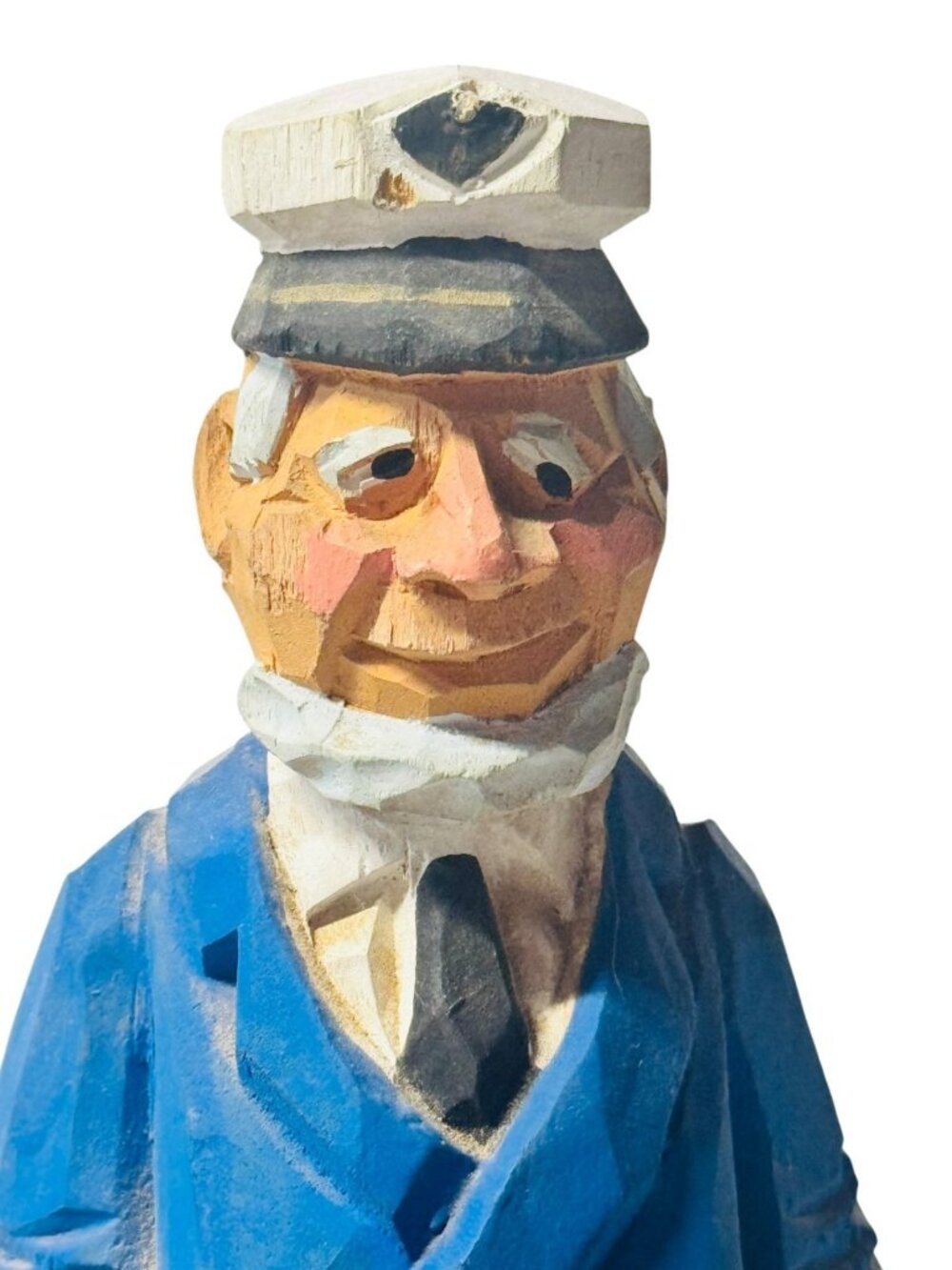 Hand Carved Wood Sea Captain Figurines Lot of 2 Nautical Folk Art Sailors - Picture 4 of 5